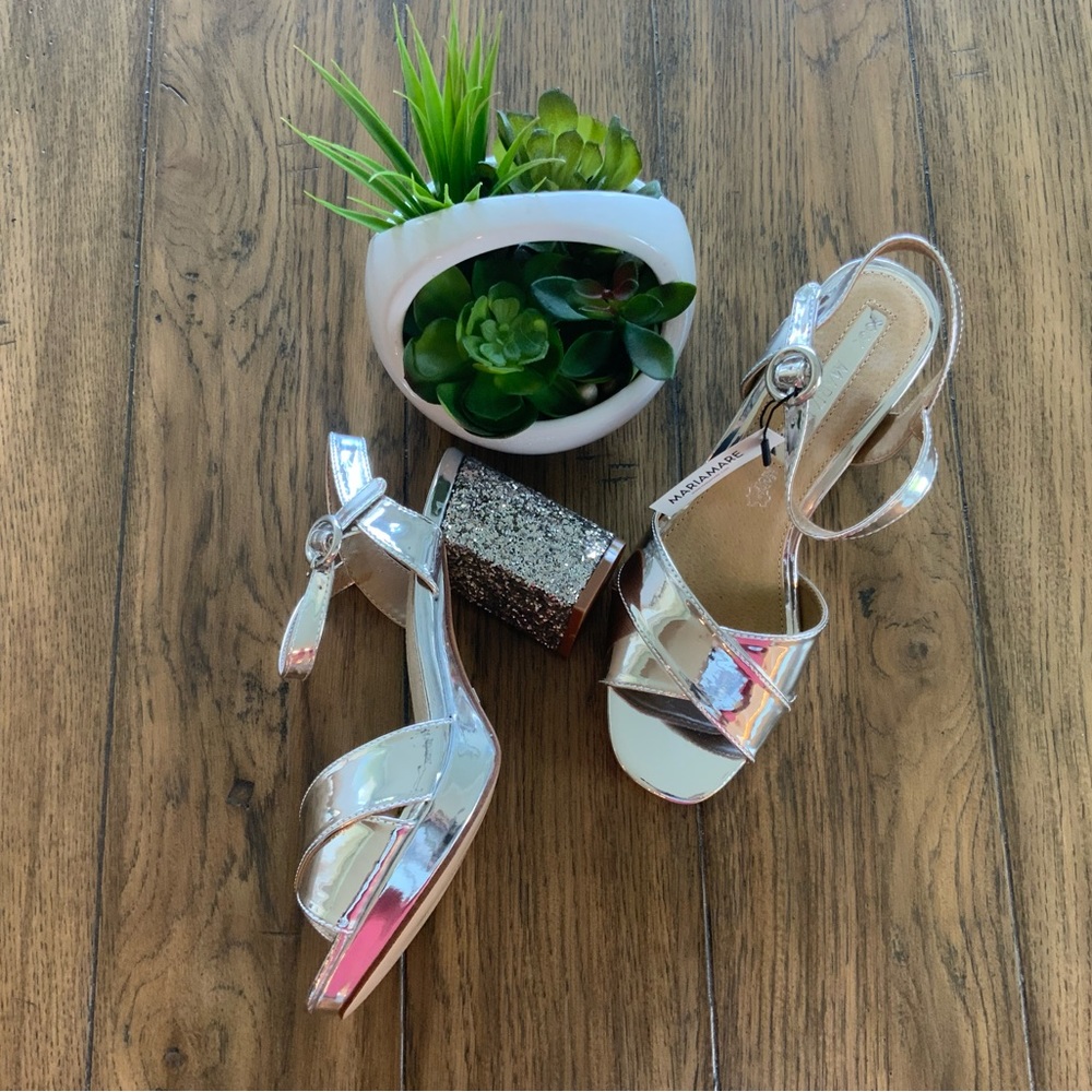 Maria Mare - Block Heeled Sandal - Silver